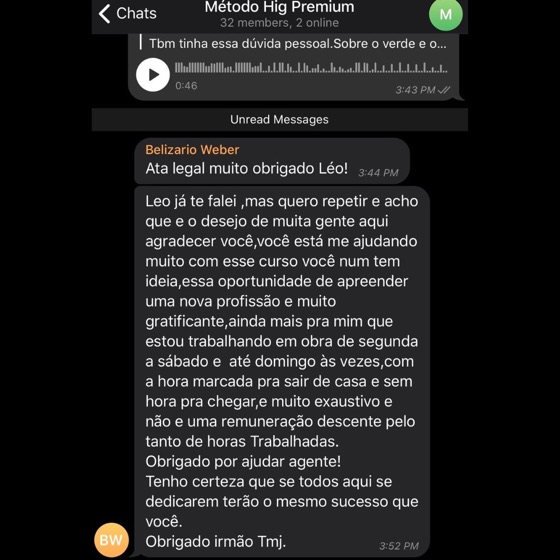Depoimento de aluno do Método HIG Premium